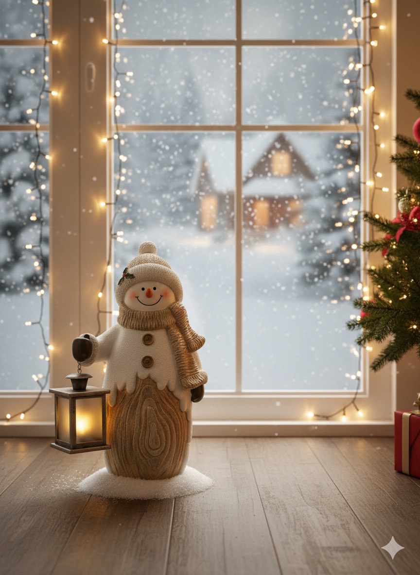 Snowman with lantern