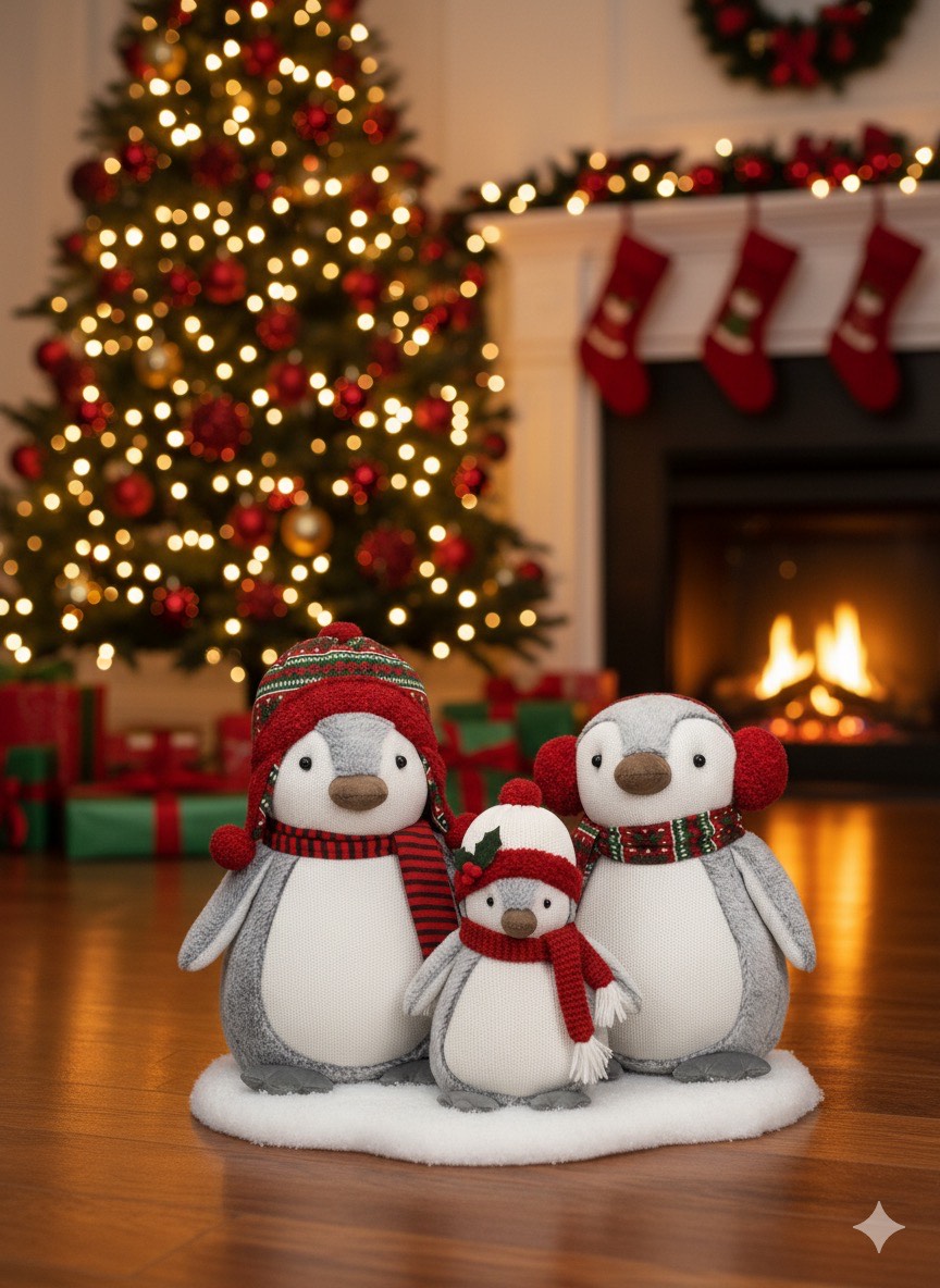 Plush Holiday Penguins