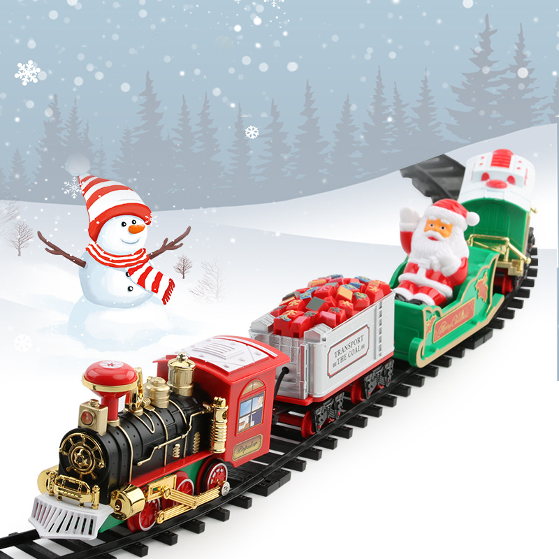 Electric Christmas train electric sound and light hanging Christmas tree Christmas rail car Christmas gift toys